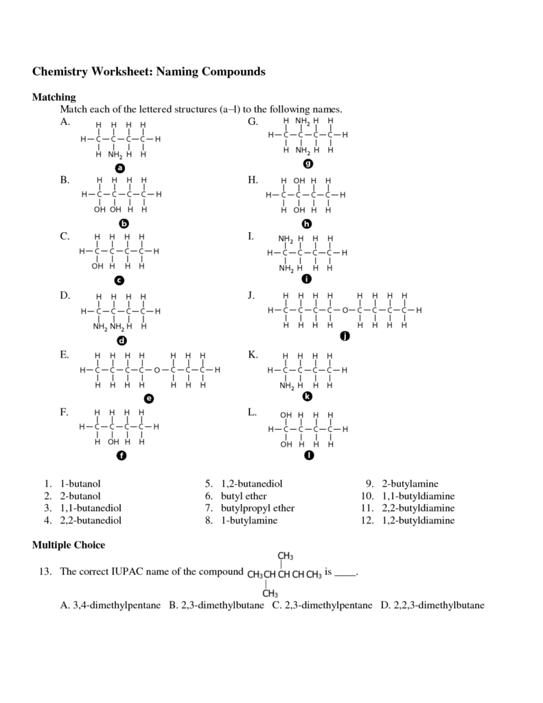 15 Organic Compounds Structure Worksheet Worksheeto