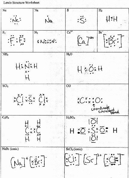 Lewis Dot Structure Practice Worksheet Lewis Structures Answer Key In