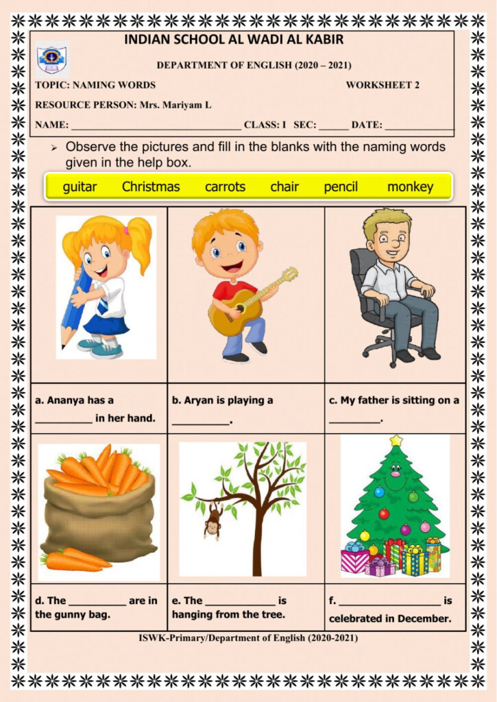 Naming Words Online Activity