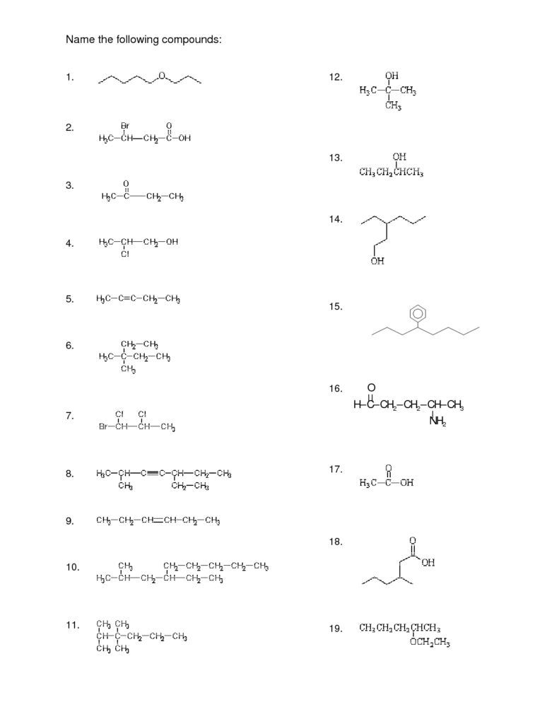 15 Organic Compounds Structure Worksheet Worksheeto