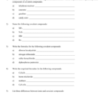 Covalent Compounds Worksheet