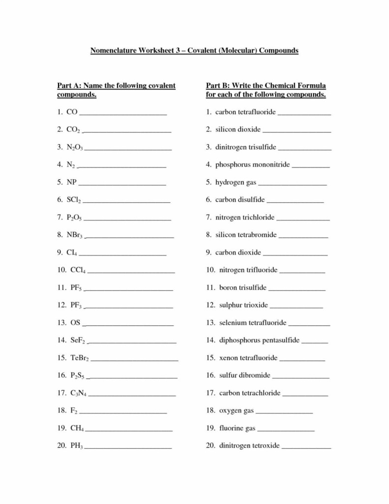 Naming Ionic Compounds Worksheets Answer Key