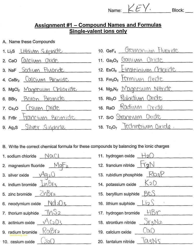 Nomenclature Worksheet 3 Db excel